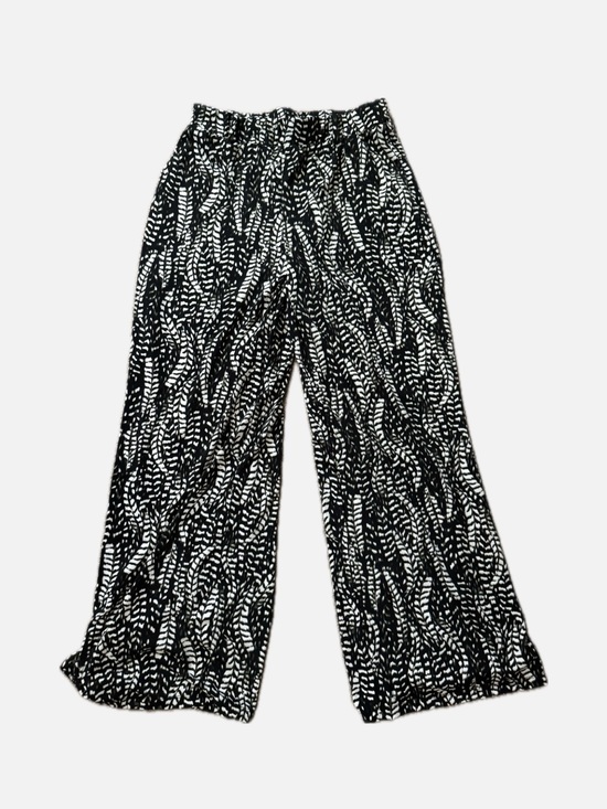 Joan Vass Pants - Black & White Wide Leg Patterned Pants